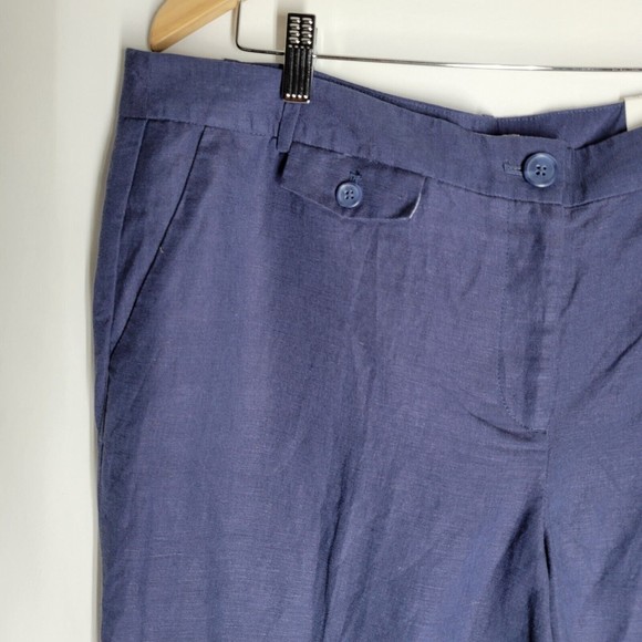 NWT LOFT Women's Pants Original Navy Blue Lightweight Linen Rayon Blend Size 16 - Picture 5 of 12
